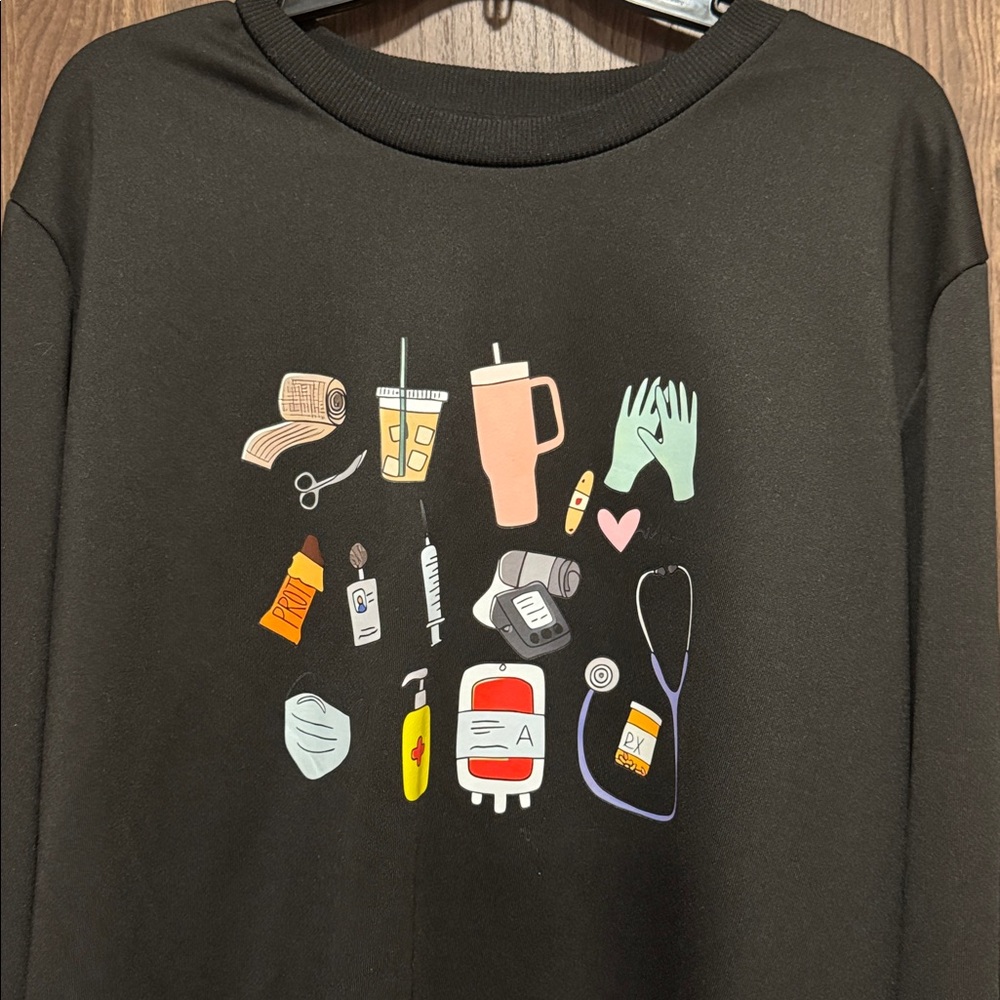Black Graphic Women Sweater